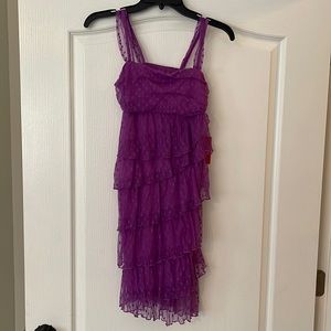 Bloomegirls Purple Polka Dot Ruffle Event Dress